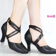 Новинка года; женская обувь из кожи; Танцевальная обувь черного цвета с закрытым носком; женская обувь для латинских танцев и сальсы; высокие бальные туфли для женщин