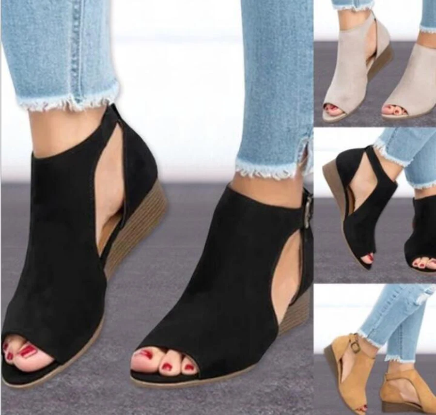Medium heel wedge sandals Clearance