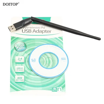 DOITOP 150Mbps USB 2.0 WiFi Wireless Adapter PC LAN Card 802.11n/g/b with WIFI Network Card 5dbi Antenna for digital receiver