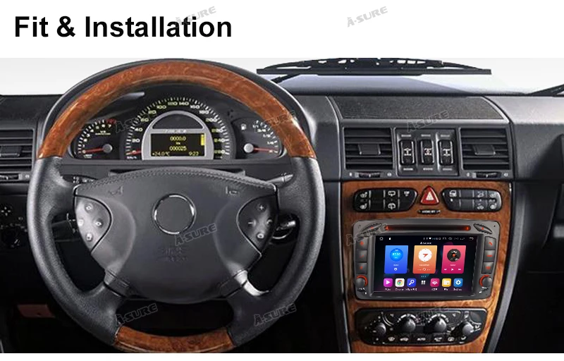 Cheap A-Sure 2 Din Android 9.0 Radio GPS DVD Player Navigation For Mercedes Benz C-class W203 CLK G500 Viano Vito Class G-Class W463 10