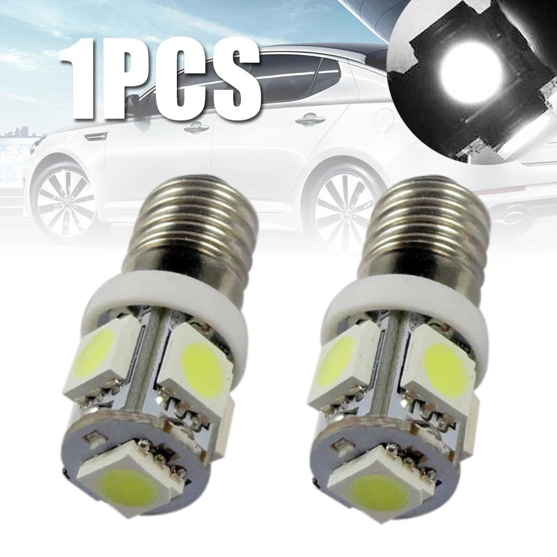 JXLCLYL 1pc 6V E10 5050 5SMD LED Car Width Light License Plate Lamp Warm White