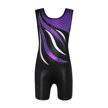 

New ballet gymnastics suit sleeveless trousers radium highlights color matching body suit dance practice clothes Girls