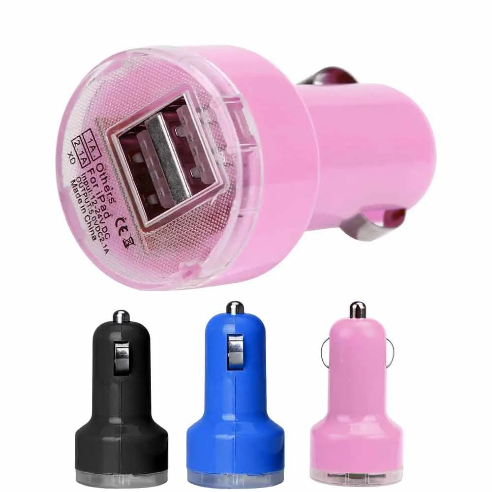 

New 2A Dual Port USB Car Charger Fast Charging Bullet Adaptor Dual USB 2-Port Car Charger For iPhone iPod Touch *30
