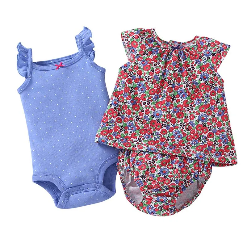 Комплект одежды из 3 предметов для маленьких девочек, лето 2019 г., топы для маленьких девочек + боди + шорты, мягкий хлопок, одежда для