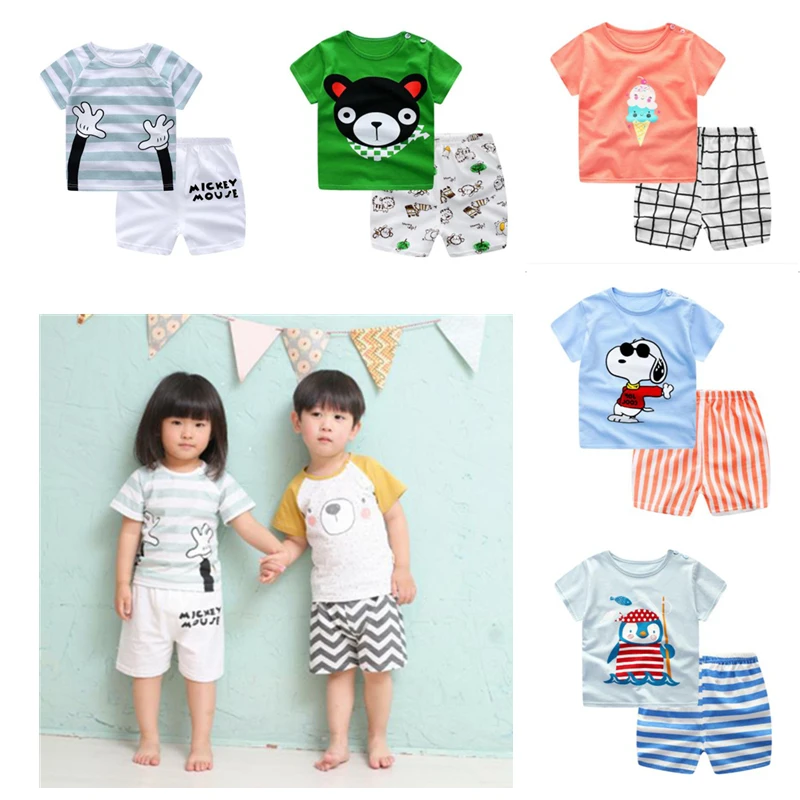 2 PCS Boy Clothes Set Summer Aircraft Baby Boy Girls Clothing Set