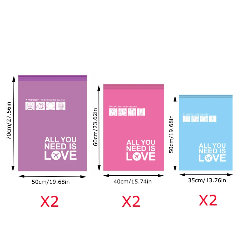 GQIYIBBEI 6 قطع اليد تدحرجت فراغ تخزين حقيبة ضغط أكياس المحمولة السفر الحقيبة حزمة فرز الملابس عقد المنظم