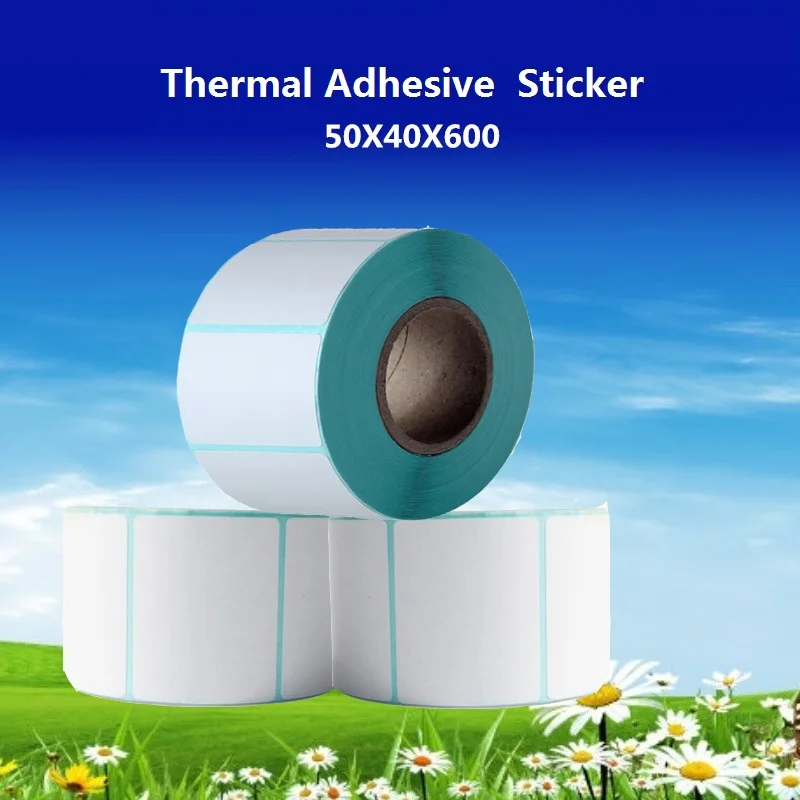 50*40*600pcs per roll Thermal Label Adhesive Stickers 50mm X 40mm Sensitive Sticker Barcode Printer Labels | Компьютеры и офис