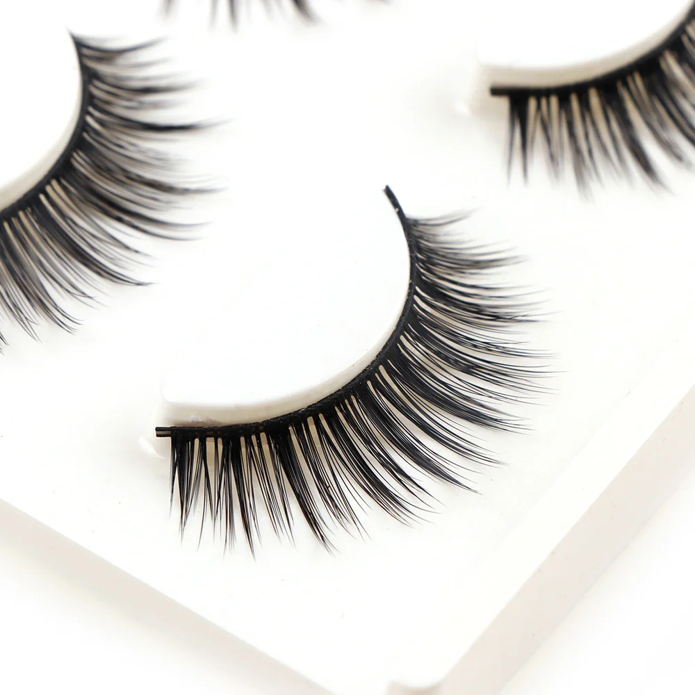 3 Pairs 3D Stereoscopic Black Fake Eyelashes Natural Long Crisscross