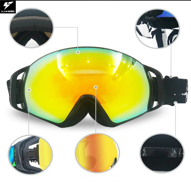 Winter Ski Snowboard Riding Goggles Anti fog UV Dual Lens Glassesin