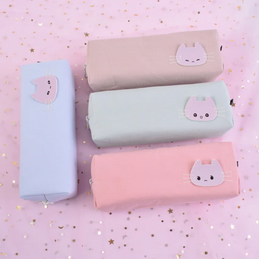 

1 Pcs Kawaii Pencil Case Cute Cat face Gift Estuches School Pencil Box Pencilcase Pencil Bag School Supplies Stationery make up