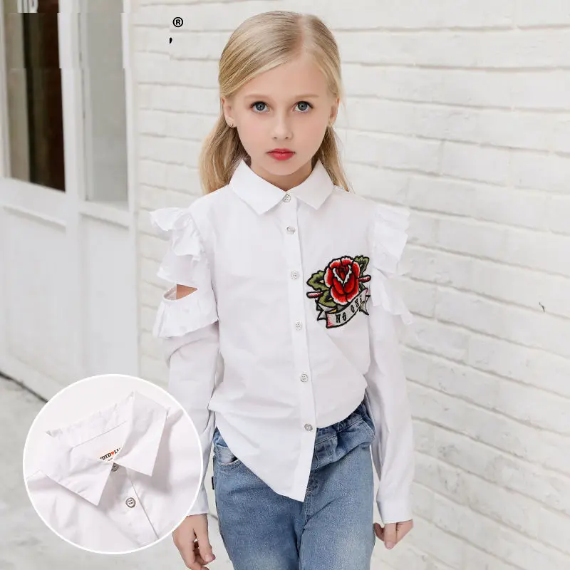 ballena frontera Optimista Blusas de primavera otoño para niña 2018 blusas de rosas rojas Camisa de  algodón blanco para niños moda de manga larga para niñas Teenage2 4 6 8 10Y  - AliExpress Madre y niños