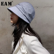 [EAM] новые весенние летние круглые Висячие Льняные темпераментные шляпы для рыбалки женские модные Универсальные JQ808