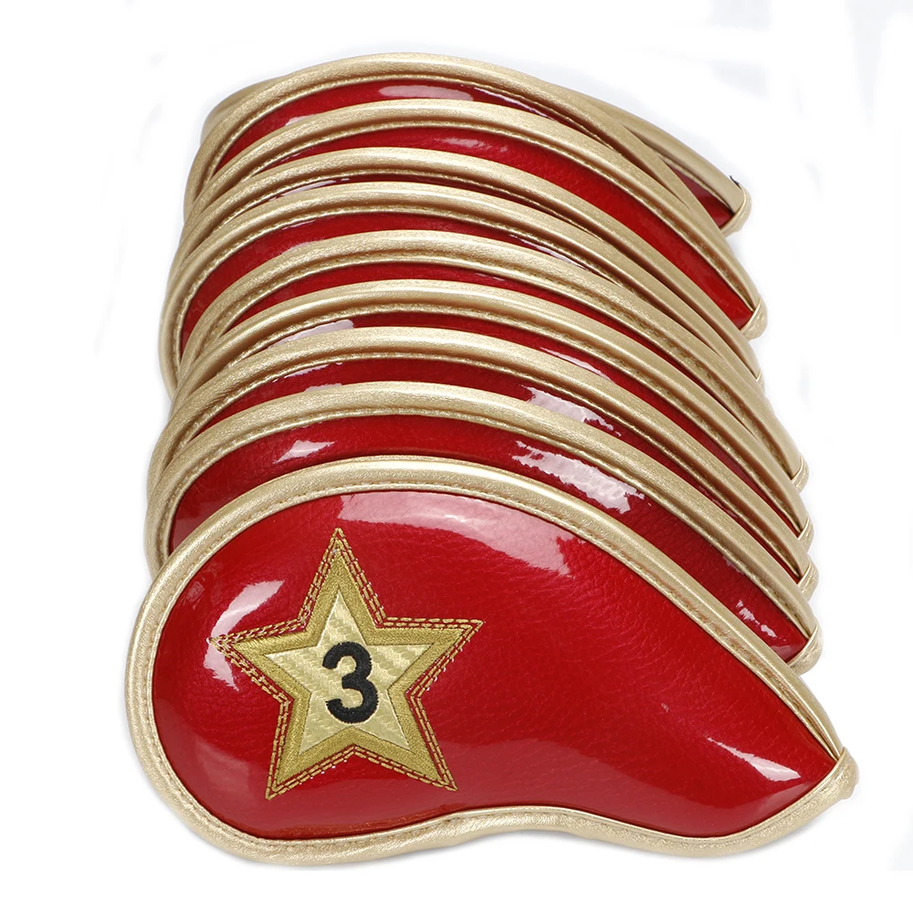 Latest 10PCS Crystal PU Golf Club Headcover Set for Irons Star Golf Irons Headcover 3-9 APS 4Colors2