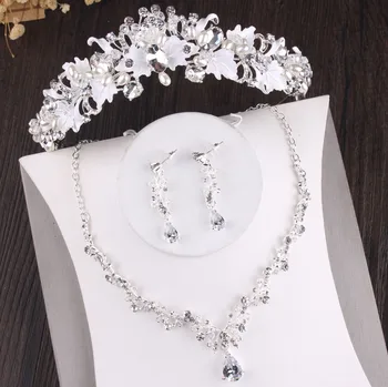 

Baroque Crystal Wedding Bridal Jewelry Sets Tiara Crown Earrings Necklace Bride Women Pageant Prom Jewelry Set Hair Ornaments