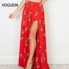 VOGUE! N Новая женская красная/Белая Летняя Пляжная Сексуальная юбка макси с цветочным принтом Размер SML