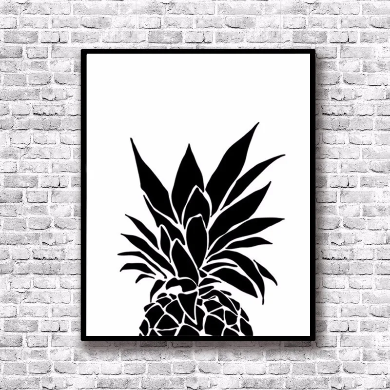 modern nordic black white minimalist pineapple quotes art