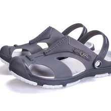 Мужские сандалии; летние пляжные дышащие повседневные сандалии для сада; мужские шлепанцы на плоской подошве без застежки