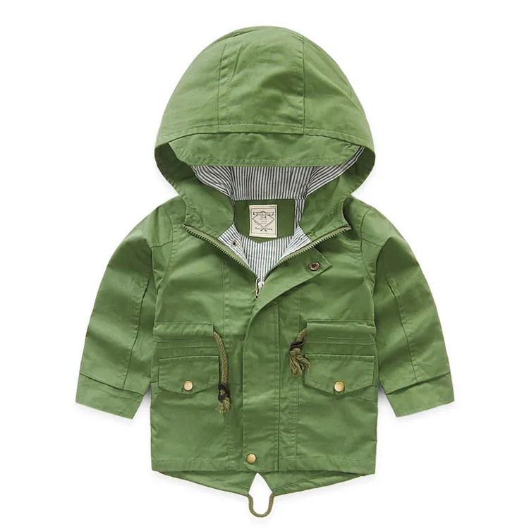 Повседневные пальто для мальчиков; осенние куртки с капюшоном для маленьких мальчиков; Детские однотонные ветровки; Верхняя одежда для малышей; пальто