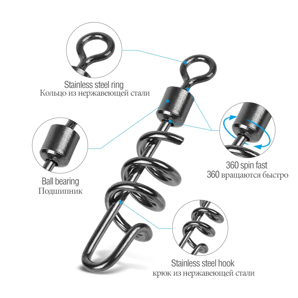 DONQL 10/20/50pcs Fishing Connector Rolling Swivels with Snap 2#-10# For Fishhook Lure Tackle Carp Fishing Accessories DONQL 10/20/50pcs Fishing Connector Rolling Swivels with Snap 2#-10# For Fishhook Lure Tackle Carp Fishing Accessories