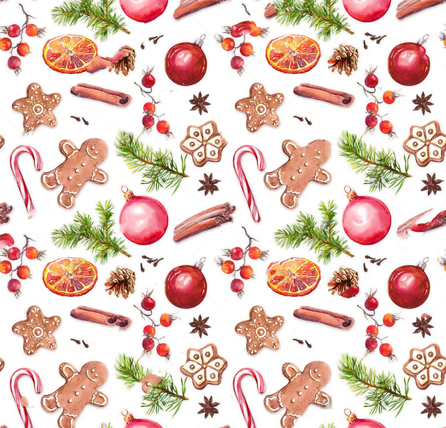 Candycane фенечки рисунок Имбирный пряник печенье ель дерево оранжевый акварельный