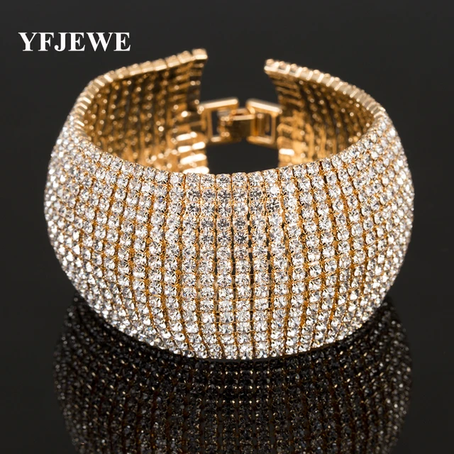 Special Price YFJEWE Fashion Full Rhinestone Jewelry for Women Luxury Classic Crystal Pave Link Bracelet Bangle Wedding Party Accessories B122 Special Price YFJEWE Fashion Full Rhinestone Jewelry for Women Luxury Classic Crystal Pave Link Bracelet Bangle Wedding Party Accessories B122