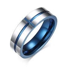 Дизайн, вольфрамовое мужское кольцо, качественное, стальное, винтажное, крестовое кольцо, IP, с голубым покрытием, кольцо, подарок для бойфренда, никогда не ржавеет и не выцветает