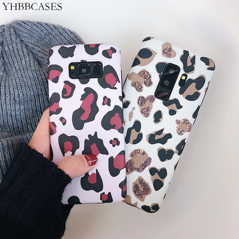 

YHBBCASES Retro Leopard Phone Case For Samsung Note 8 9 Cases Fashion Glitter Soft Cover For Samsung Galaxy S10 S8 S9 Plus Case