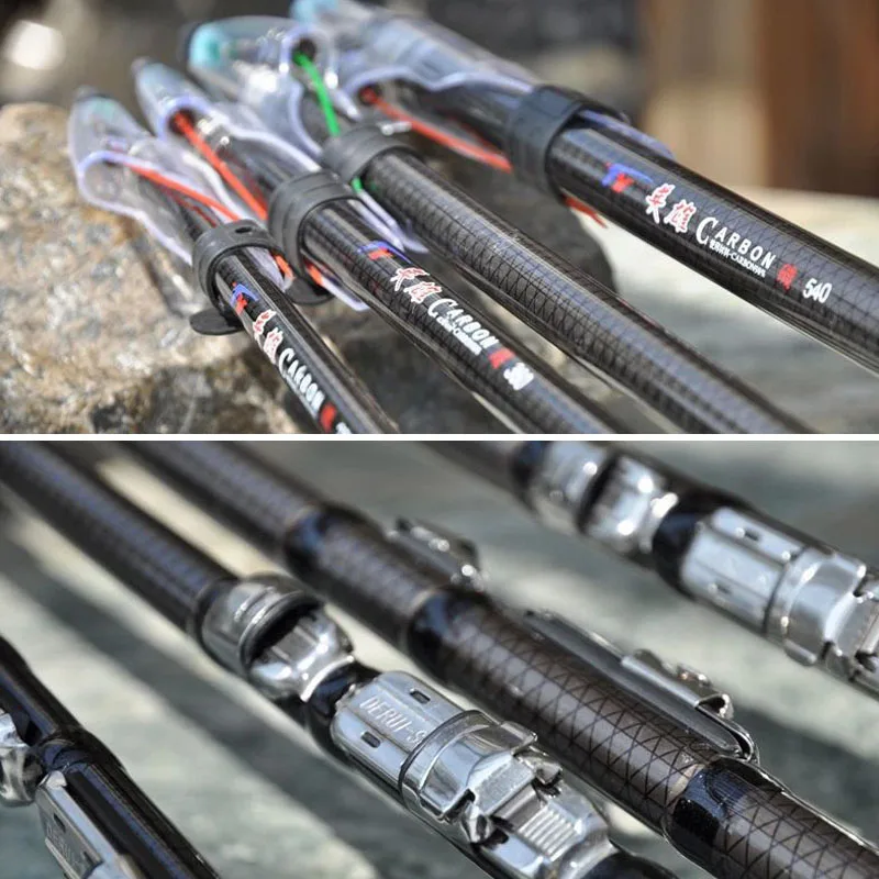 

Telescopic Fishing Rod Carbon Fiber 2.7/3.6/4.5/5.4/6.3m Travel Spinning Reel ED-shipping