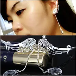 Роскошный Для женщин серебро вызвало Cystal Угол крыла модные серебряные серьги клип E2478