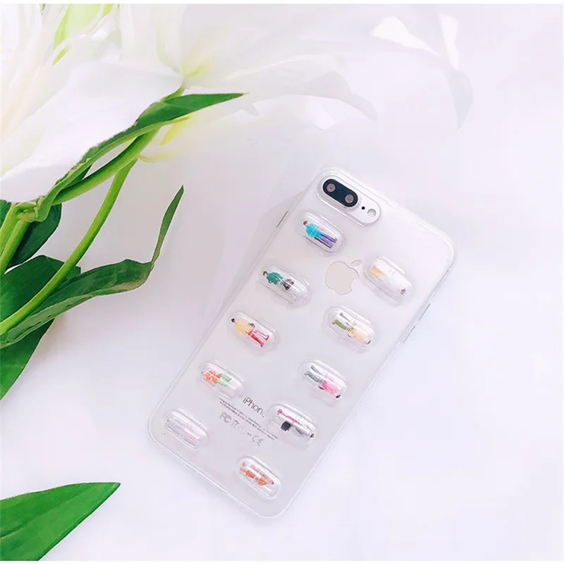 

Mouplayca funny pill phone case for Apple iphone 8 8plus 7 7plus 6s 6splus soft silica transparent soft protective back cover