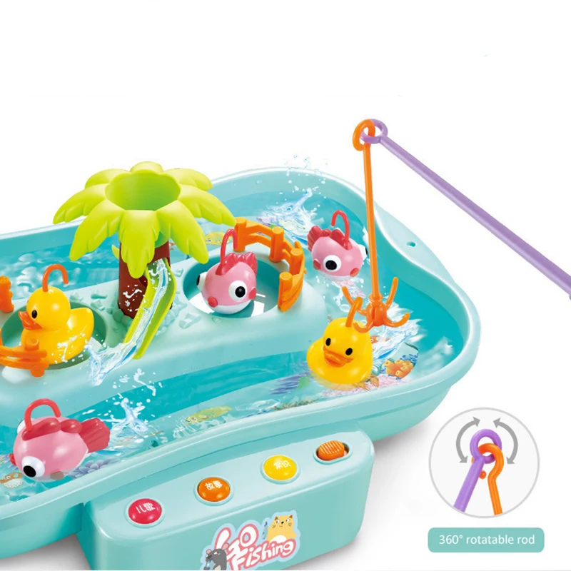 Детские рыболовные игрушки с музыкой для игр в воде набор рыбок уток удочка