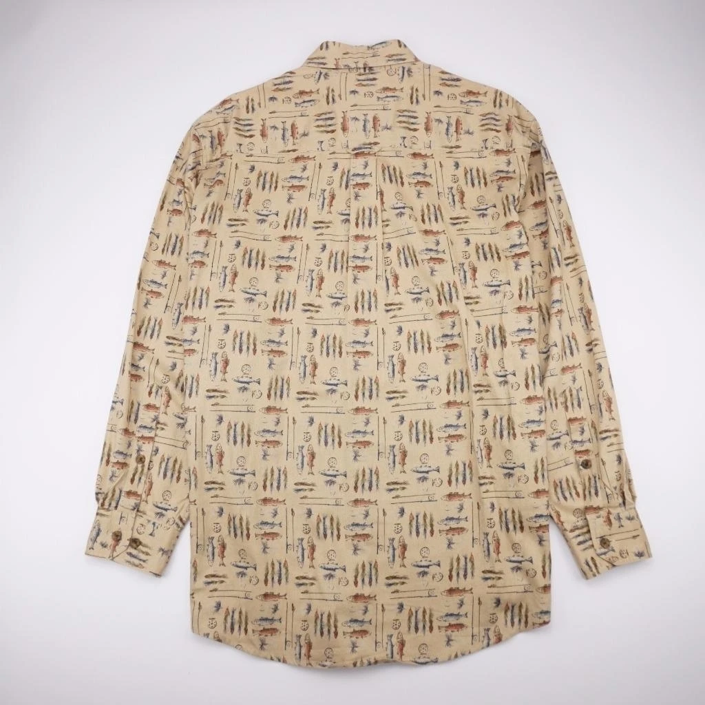 WOOLRICH VINTAGE Fishing Button Front Sports Casual Shirt Brown Mens L (2)