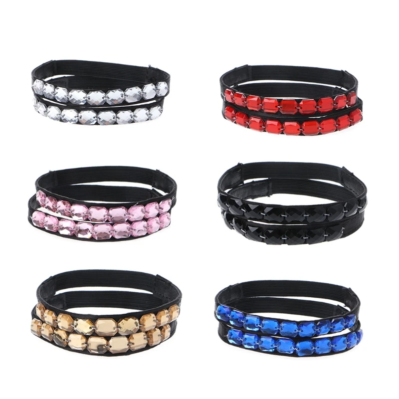 

New Faux Jewels Shoe Strings Strapped With Elastic Ropes For High Heels Anti Loose Black base Hot Women Shoelaces