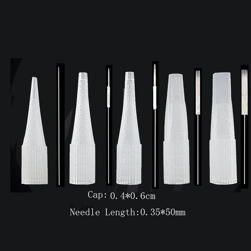 

0.4*0.6cm 1rl 3rl 5rl 3f 5f 7f Permanent Makeup Tattoo Traditional Needle Tip Cap For Standard Tattoo nozzles Needle Machine