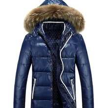 Новинка, парка, мужской пуховик, зимняя мужская куртка на белом утином пуху, высокое качество, мужская куртка с капюшоном и воротником из меха енота, ZZ027