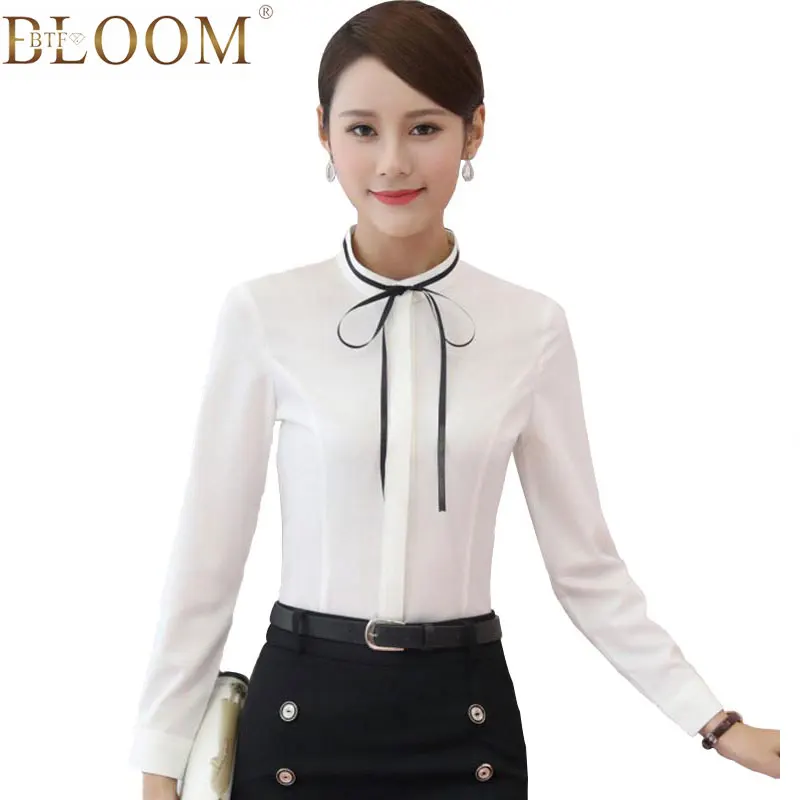 2017 New Summer Ladies Pure Chiffon Blouse Bow Neck Shirt Short Sleeve Tops Plus Size Blusas Femininas |