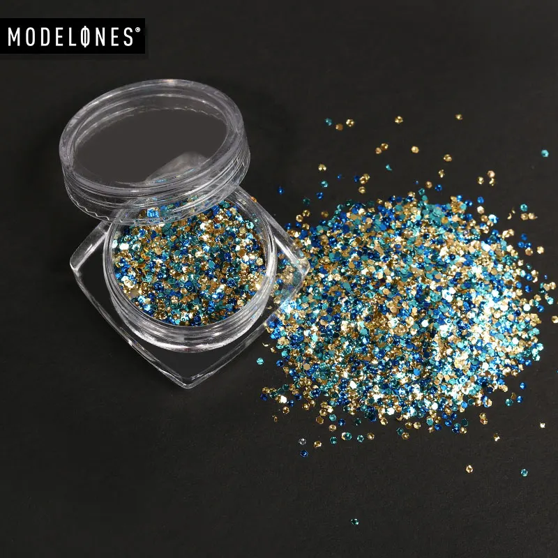 Modelones Nail Art Glitter Powder Decorations Colorful Nail Beads For Gel Polish DIY Nail Design Powder Nail Decor