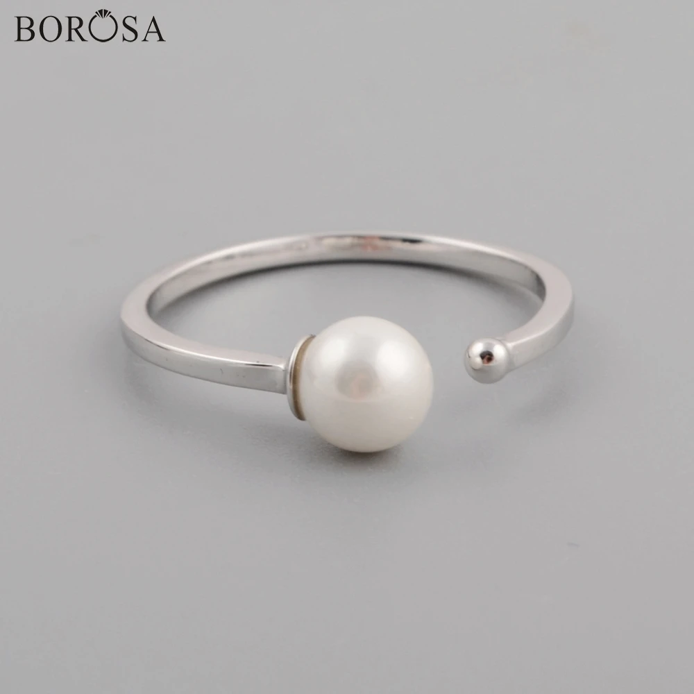 

BOROSA дизайн 10 шт Мода 92.5% чистое серебро Цвет жемчужное кольцо Ювелирное кольцо размер 7 ~ 8 Регулируемые кольца ювелирные изделия для леди WX1162