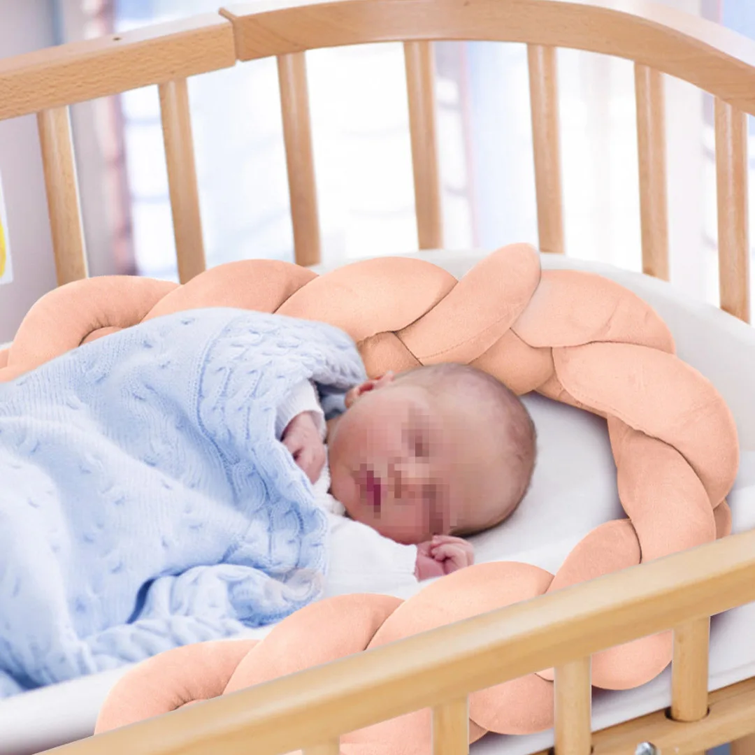 2M/3M Baby Infant Plush Crib Bumper Bed Bedding Cot Braid Pillow Pad Protector
