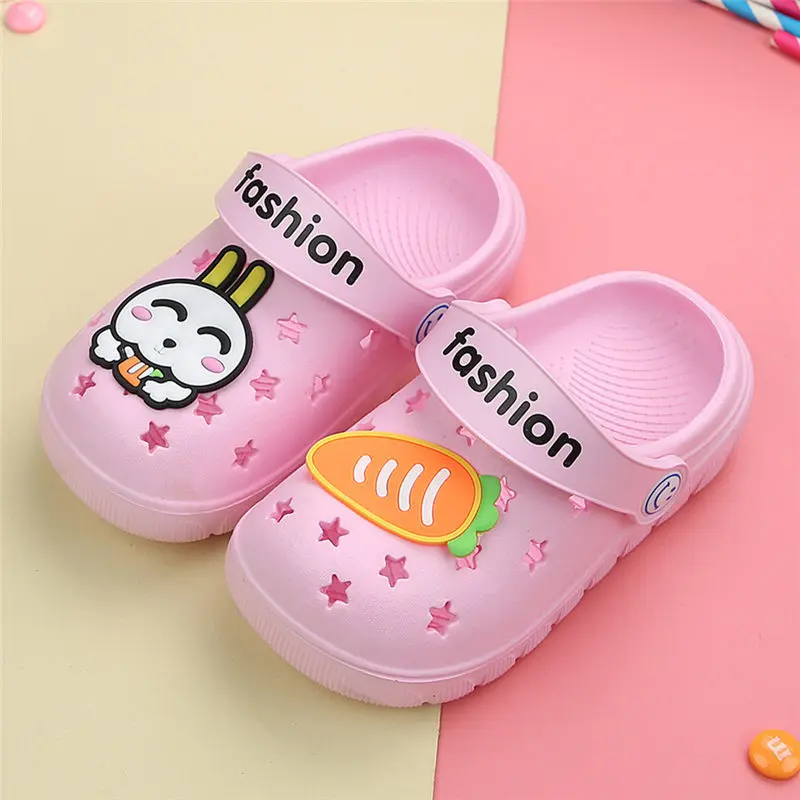 Летняя детская обувь; тапочки для малышей; Домашние Противоскользящие тапочки с кроликами для мальчиков и девочек; детская пляжная обувь
