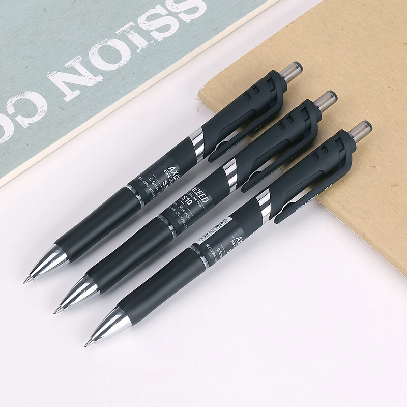 

S10 Black Ink 0.5mm Retractable Gel Ink Pen Set Extra Fine Office School Supplies Stationery