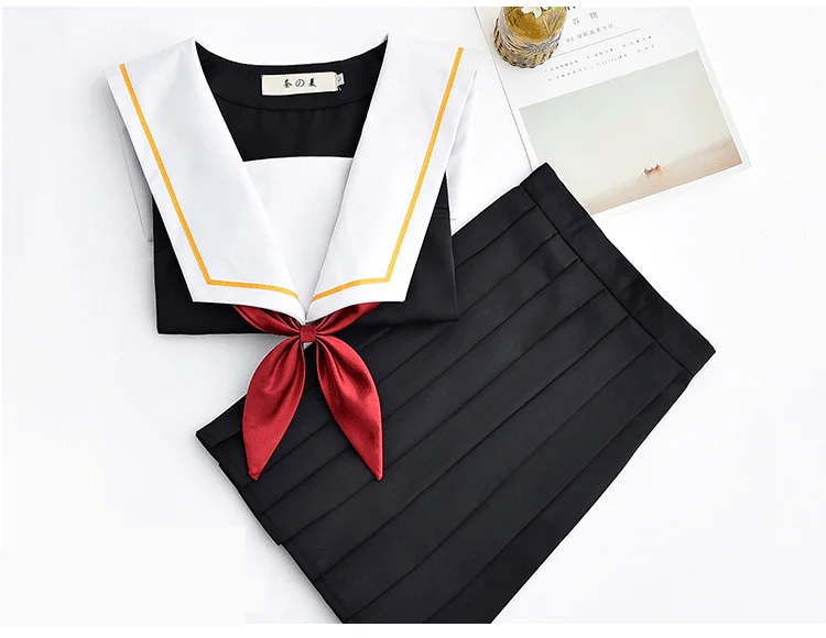 Японская школьная форма для девочек Sailor Топы + галстук + юбка в морском стиле Студенческая Одежда для девочек большие размеры Lala костюмы для
