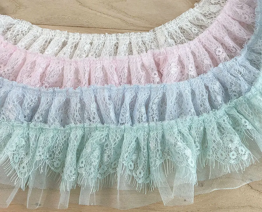 

Quality 9cm soft three-layer lace lace eyelashes Candy-colored clothing handmade wedding accessories material
