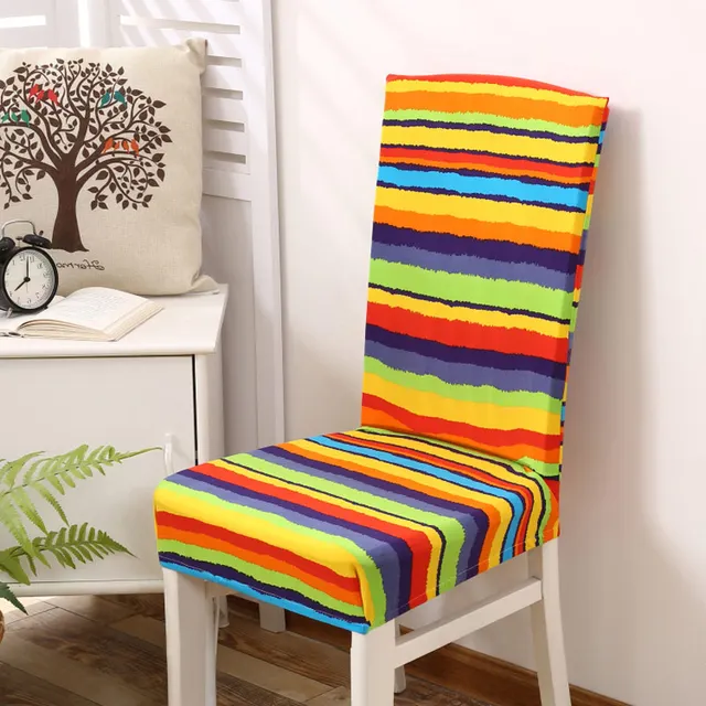 Chair Cover Floral Print Rainbow Shape Chair Cover Home Dining Elastic