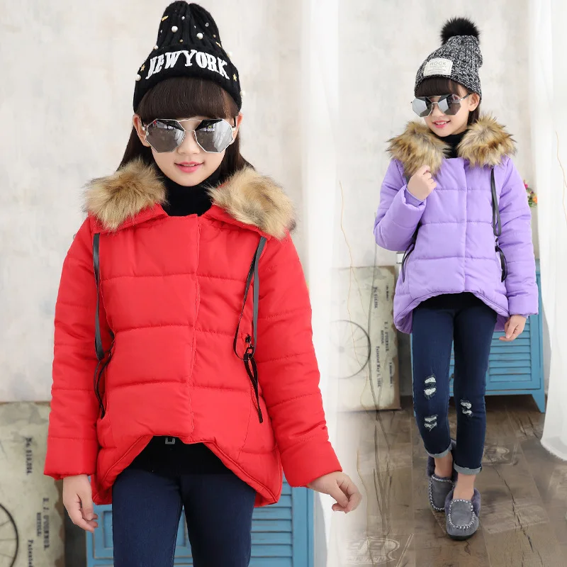 Новые зимние куртки для девочек детские пальто с меховым воротником Manteau Doudoune Enfant Fille куртки для девочек 6WTT033