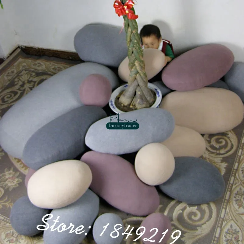 Dorimytrader Fashion DIY Cobblestone Cushion Pillow Roon Decoration Emulational Stone Shape Children Play Toy DY61089(12)