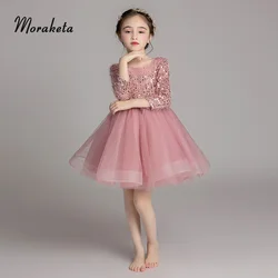 Pink Feather Sequined Knee Length Short Kids Evening Dresses 2019 Tulle Ball Gown Princess Flower Girl Dresses For Wedding Pink Feather Sequined Knee Length Short Kids Evening Dresses 2019 Tulle Ball Gown Princess Flower Girl Dresses For Wedding