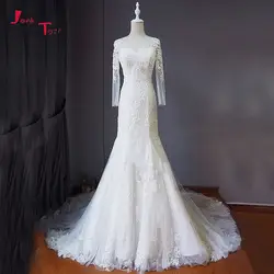 Jark Tozr на заказ; длинное рукавом Китай Свадебные платья 2019 Trouwjurken с аппликацией и юбкой-годе Свадебные платья для невесты товарный знак Aliexpress