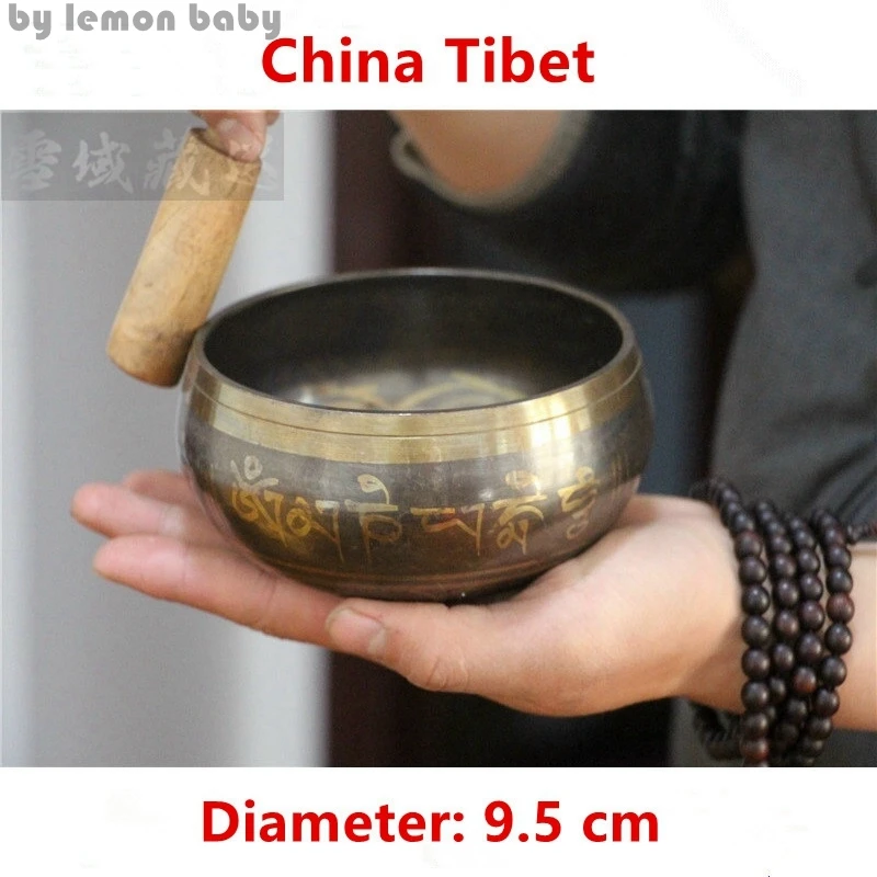

1 set Copper Buddha Sound Bowl Alms Bowl Yoga Chinese Tibetan Meditation Singing Bowl With Hand Stick Metal Crafts GPD8049