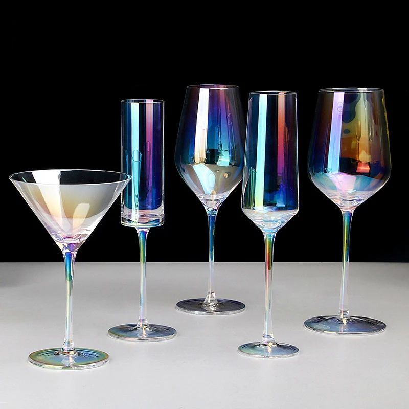crystal colored wine glasses